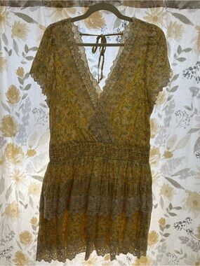 American Eagle Outfitters Mustard Floral Mini Dress